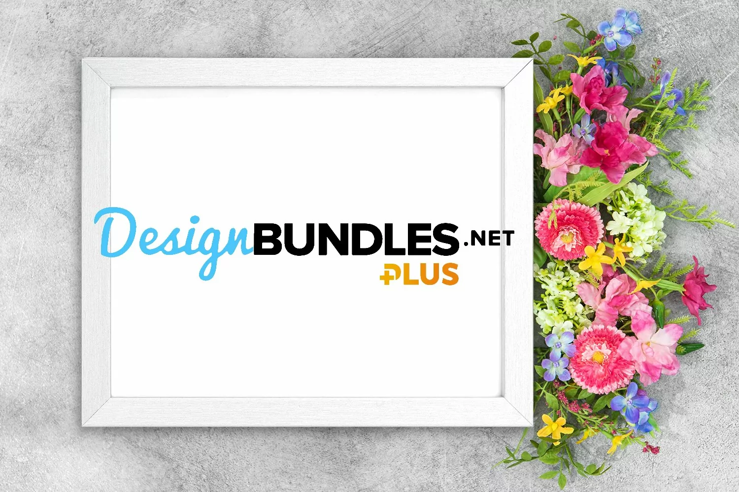 Frame mockup colorful flowers Stock photo product image 1