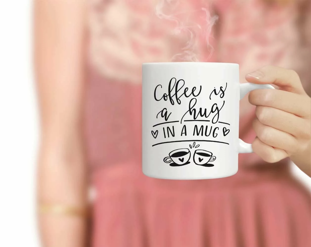 Coffee Is A Hug In A Mug SVG | Funny Coffee Lover Cut File product image 1