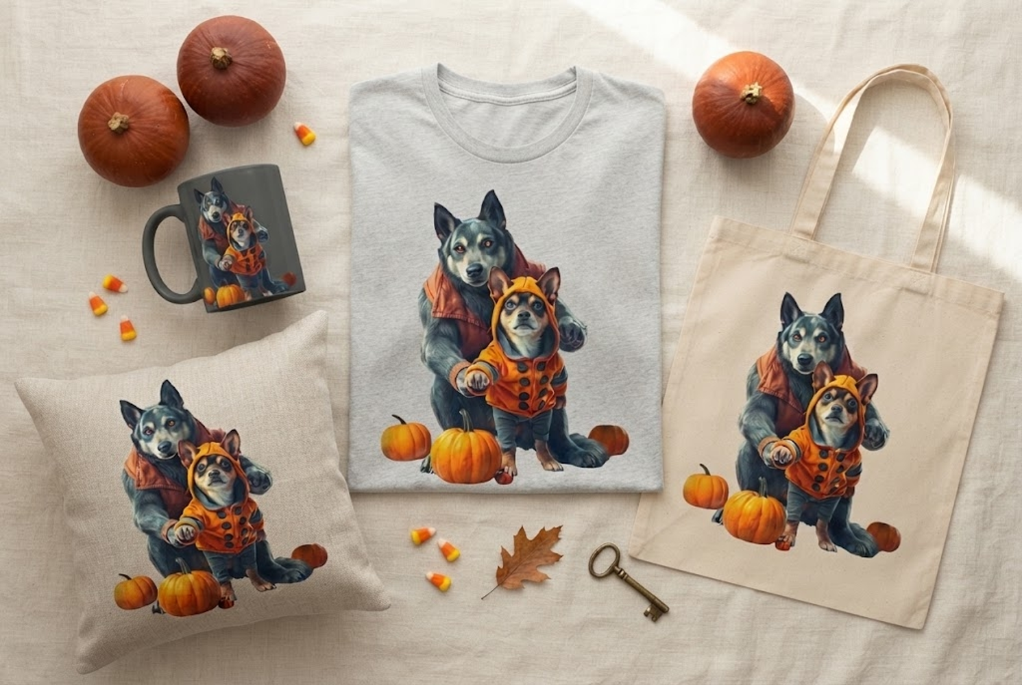 Halloween Dog Dad PNG | Cute Dogs in Pumpkin Costumes product image 1