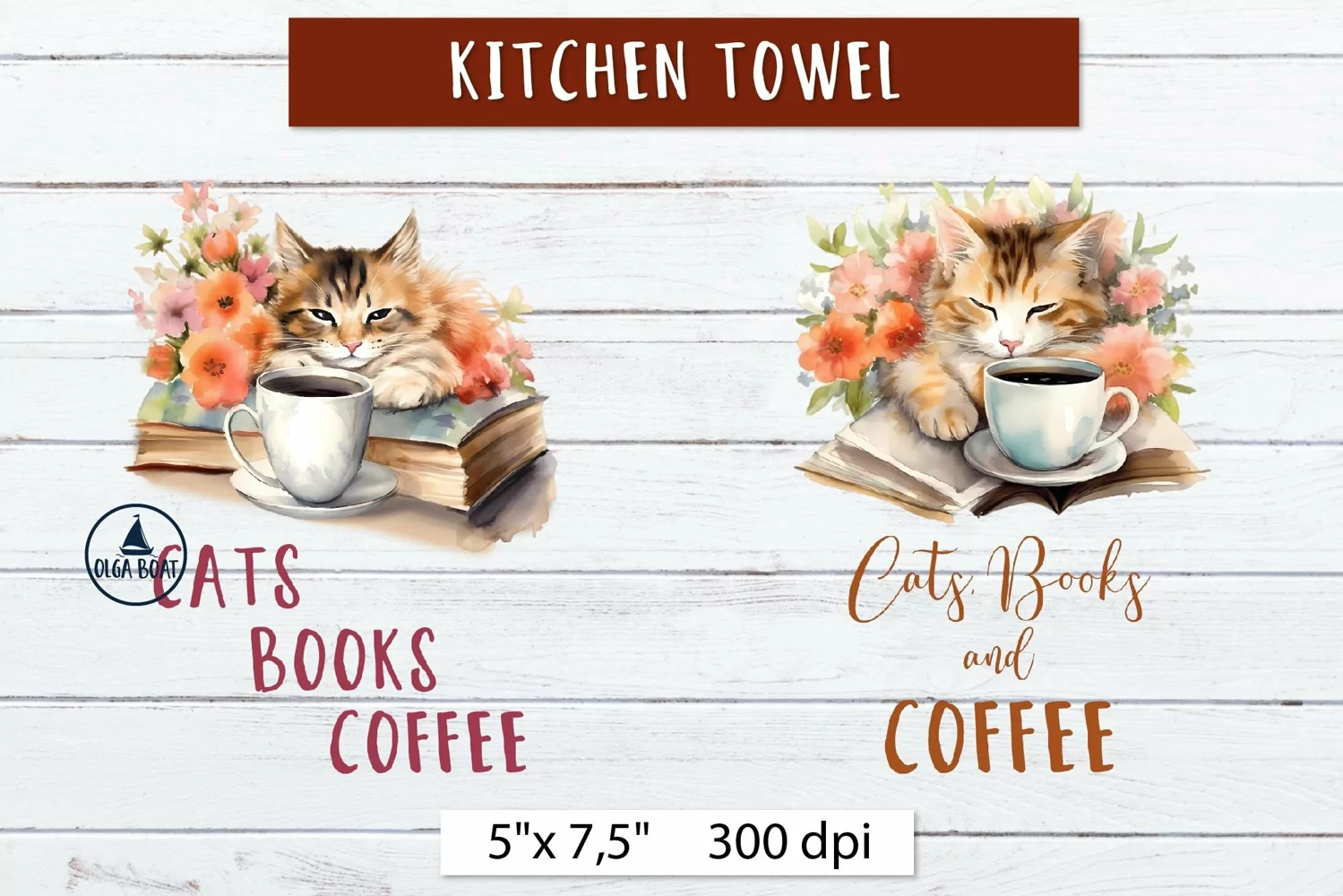 Coffee cat | Kitchen towel sublimation desigs product image 1