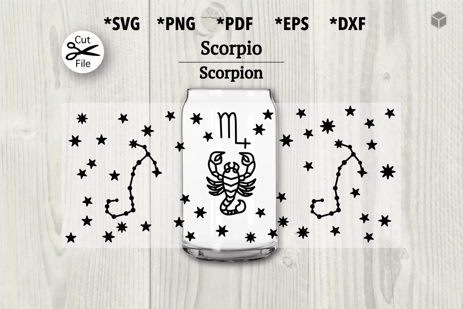 Scorpio Constellation Cup Wrap SVG for Glass Cans product image 1