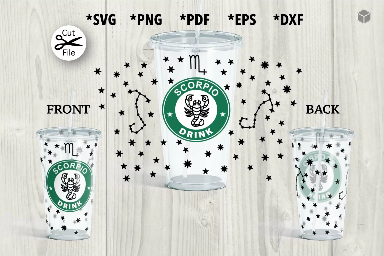 Scorpio Constellation Cup Wrap SVG for 24 oz Cold Cups product image 1