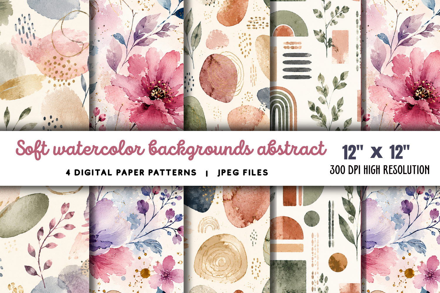 Soft Watercolor Backgrounds Abstract JPG product image 1