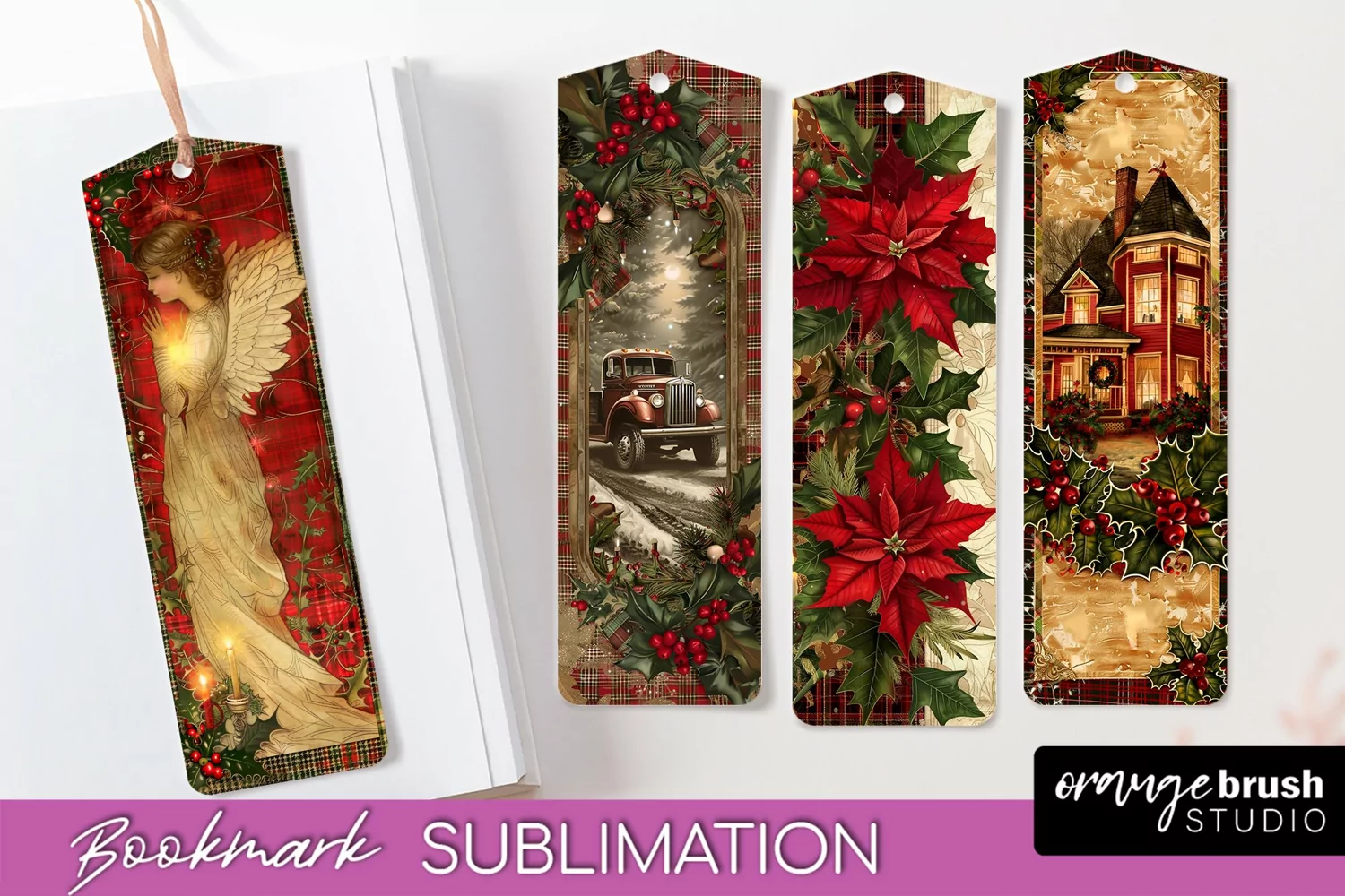 Vintage Christmas Bookmark - Retro Christmas Bookmarks PNG product image 1
