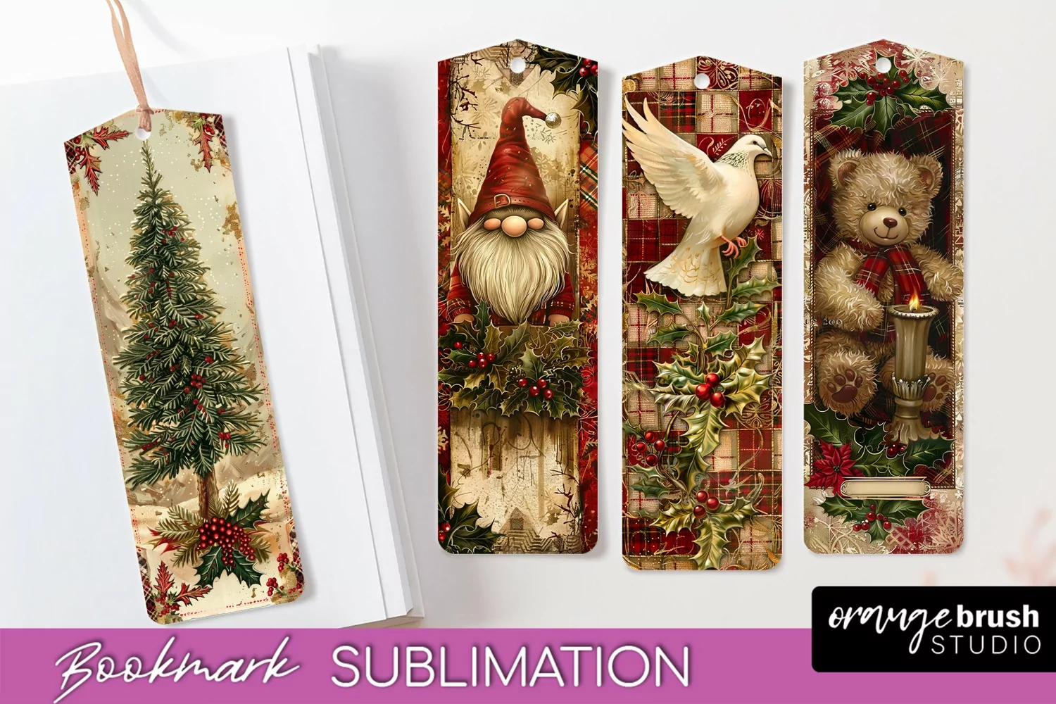 Vintage Christmas Bookmark - Retro Christmas Bookmarks PNG product image 1