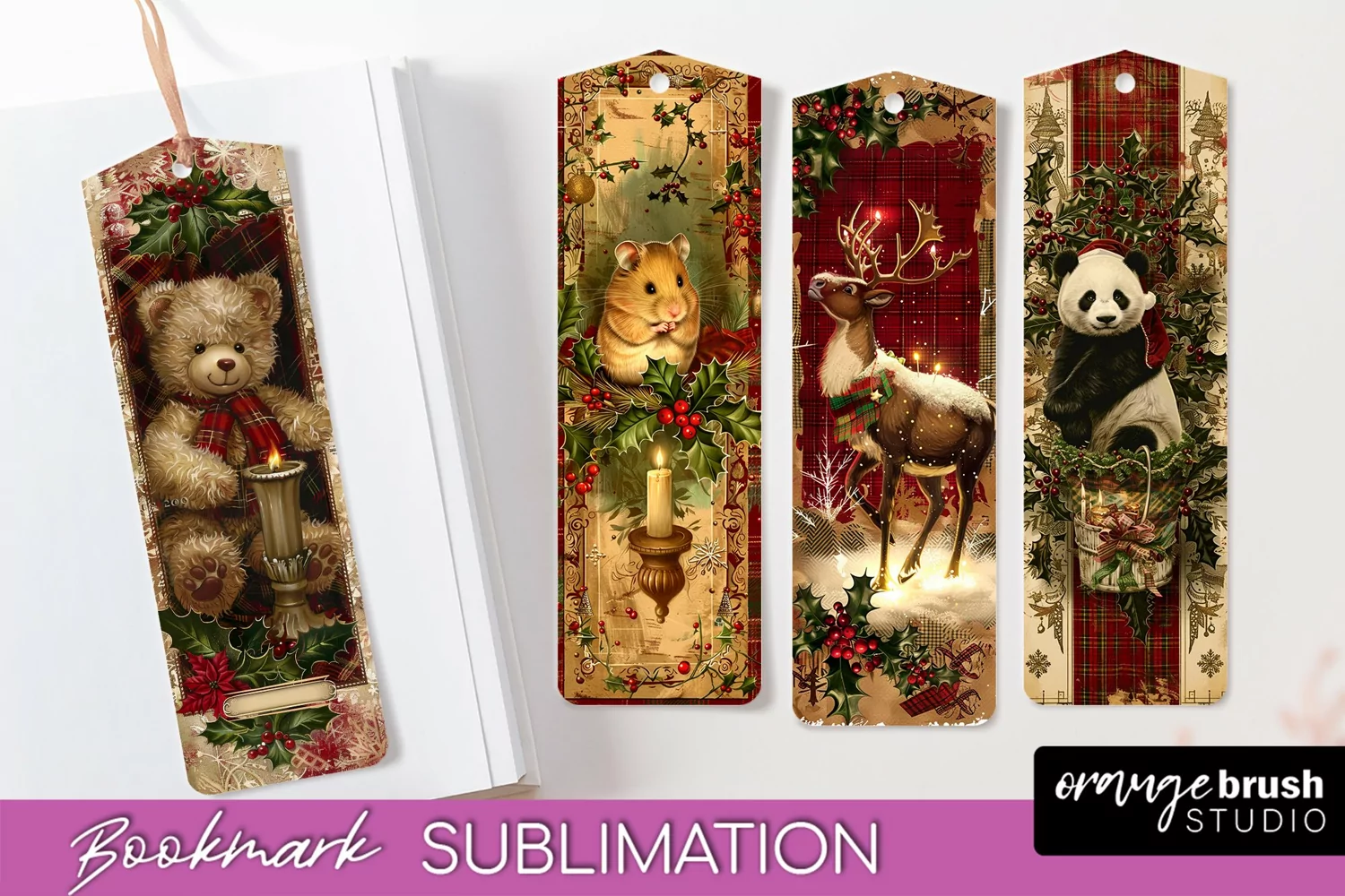 Vintage Christmas Bookmark - Retro Christmas Bookmarks PNG product image 1