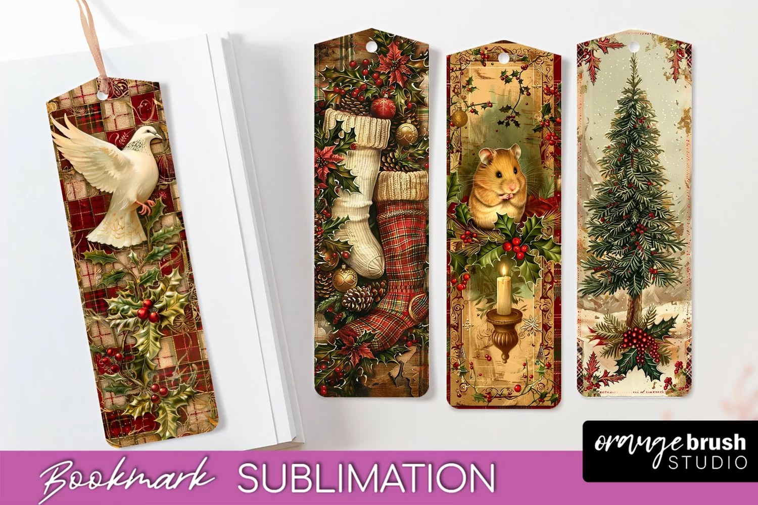 Vintage Christmas Bookmark - Retro Christmas Bookmarks PNG product image 1