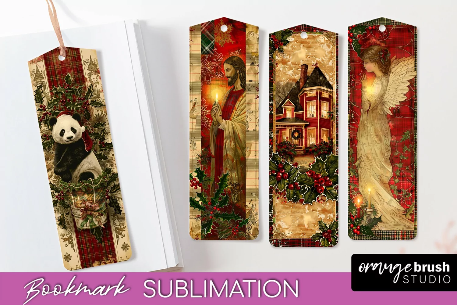 Vintage Christmas Bookmark - Retro Christmas Bookmarks PNG product image 1