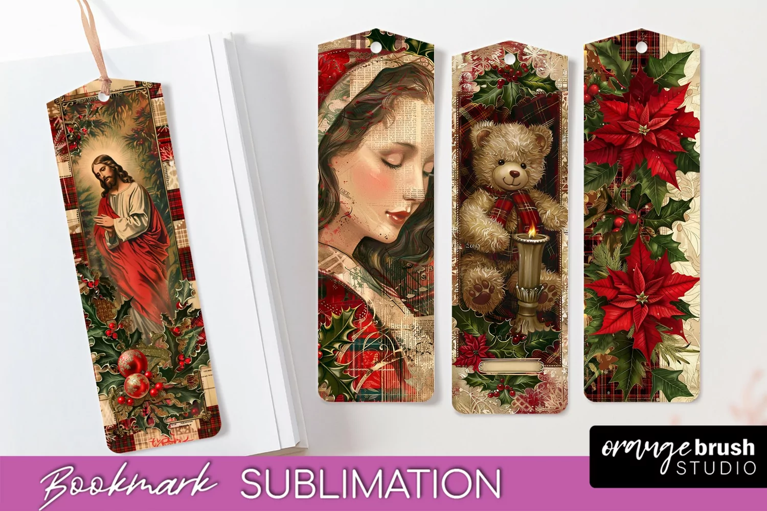 Vintage Christmas Bookmark - Retro Christmas Bookmarks PNG product image 1