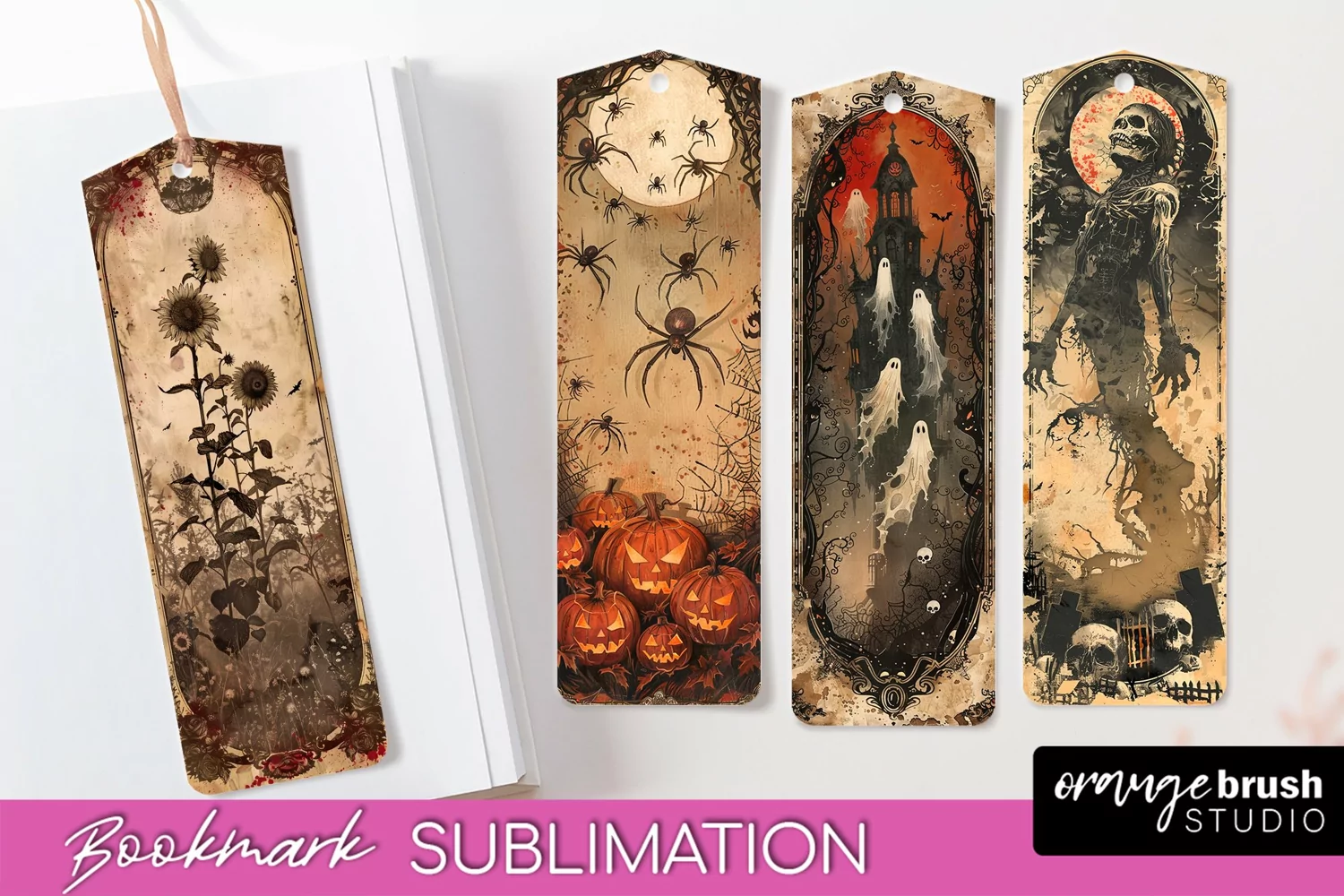 Vintage Halloween Bookmark - Printable Scrapbook Bookmarks product image 1