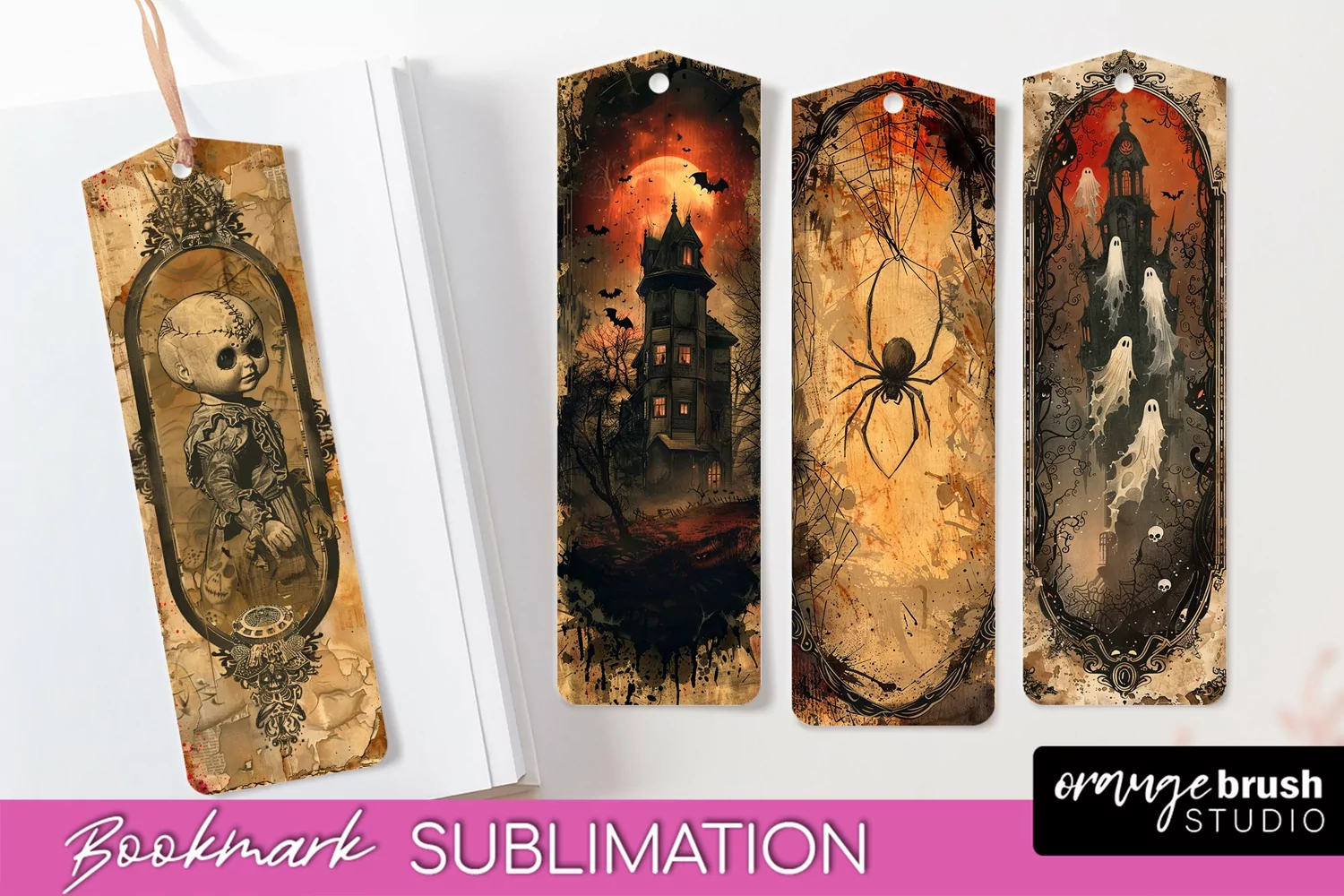 Vintage Halloween Bookmark - Printable Scrapbook Bookmarks product image 1