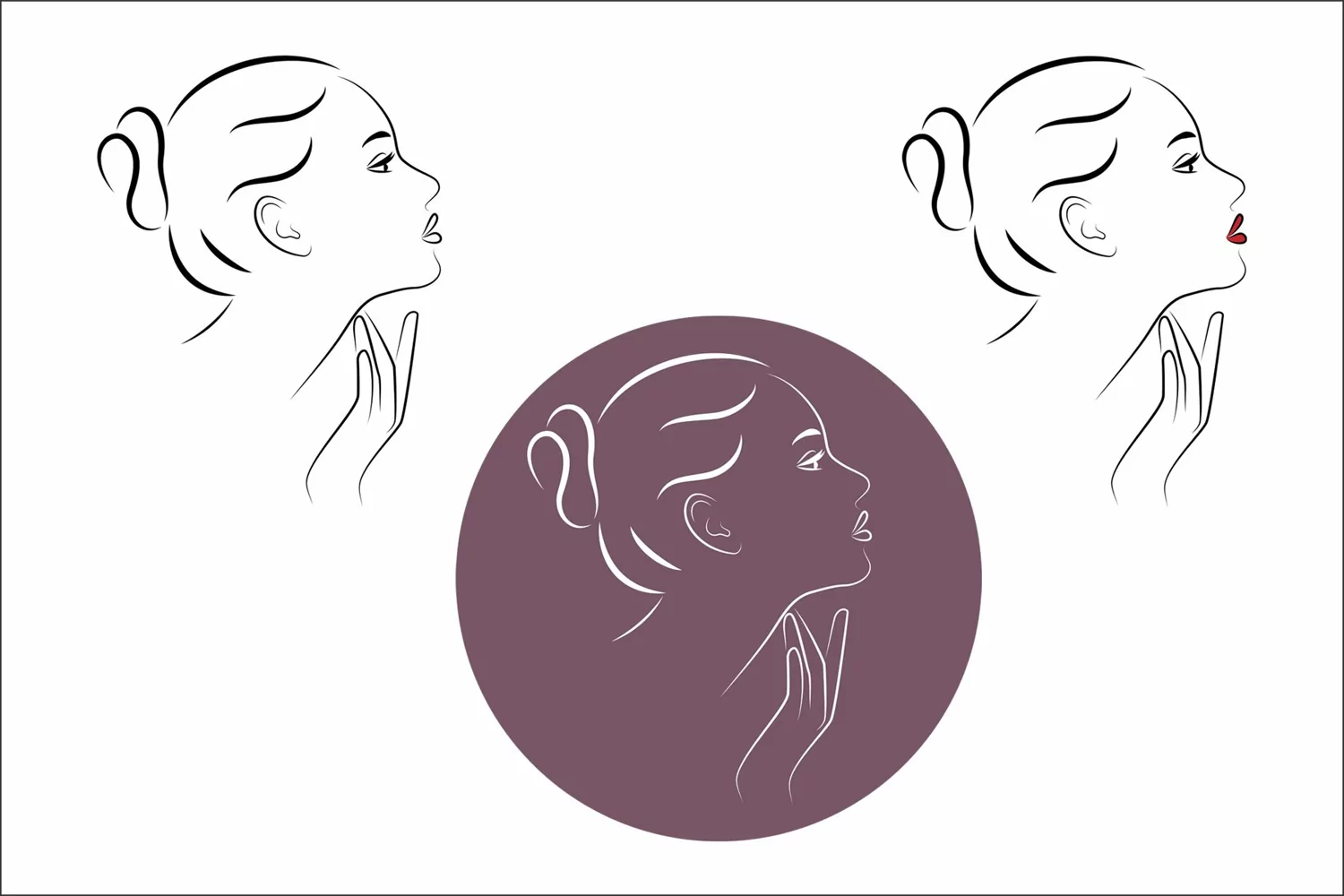 Feminine Face Vector Line Art Graphic SVG Woman Illustration product image 1
