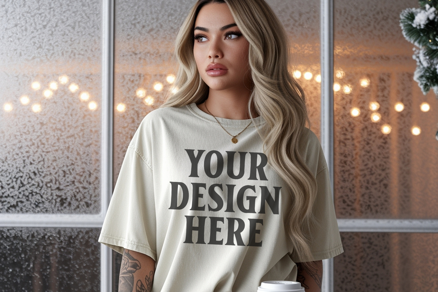 Christmas Comfort Colors 1717 Ivory TShirt Mockup, CC 1717 product image 1