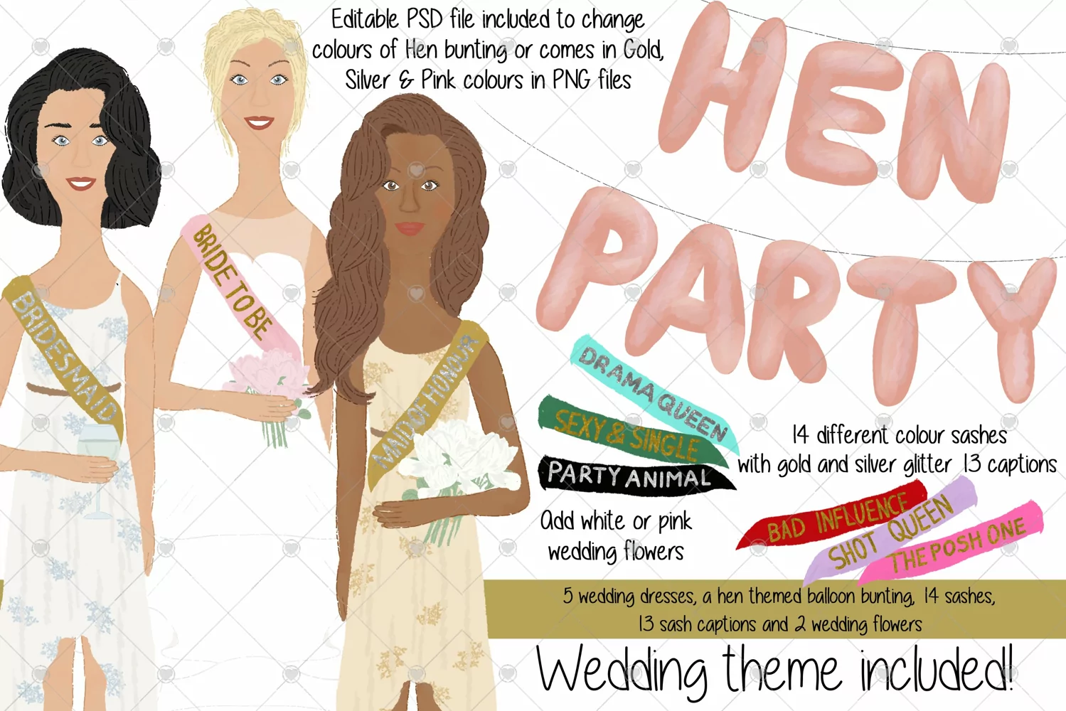 Best Friend Hen Do Creator Wedding Clipart Friends product image 1