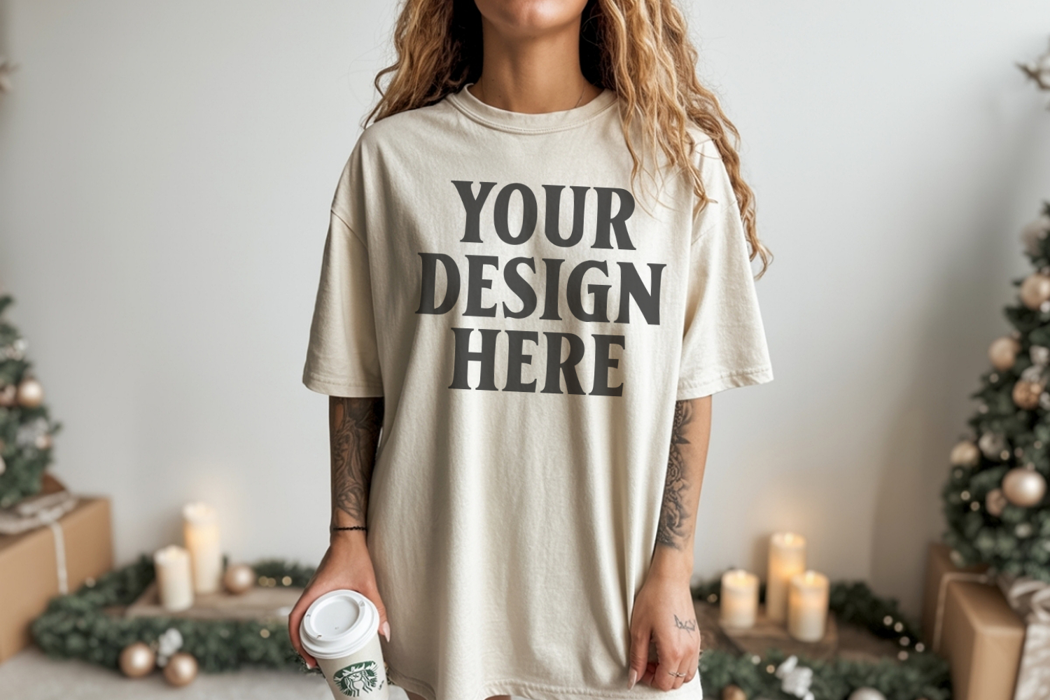 Christmas Comfort Colors 1717 Ivory TShirt Mockup, CC 1717 product image 1