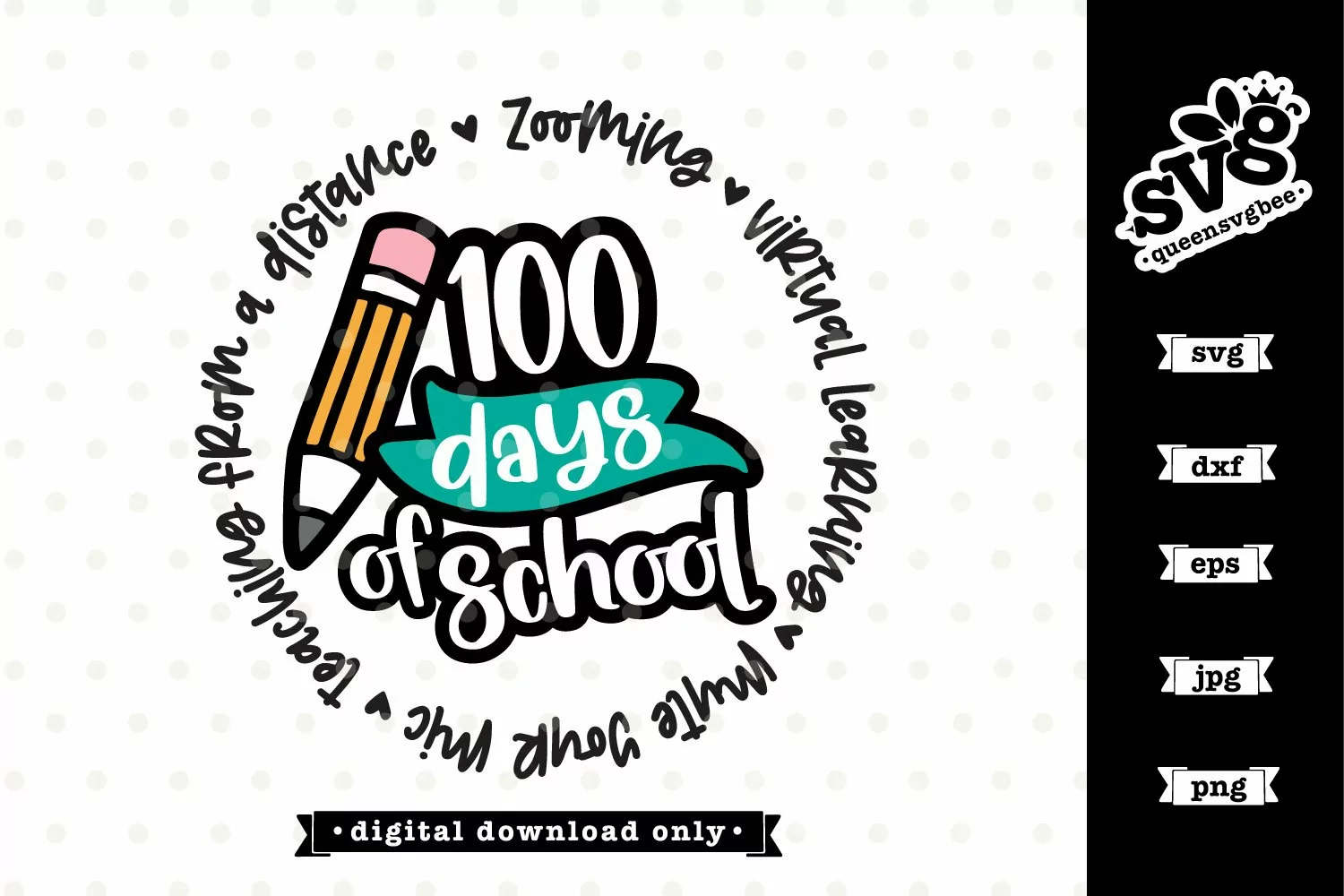 Virtual Teaching SVG file | 100 days of school svg design product image 1