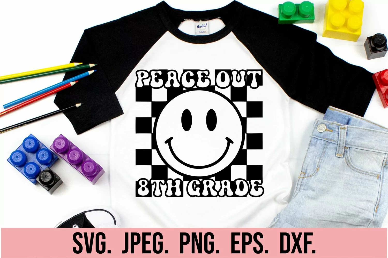 Peace Out 8th Grade SVG -Retro So Long Grade 8 Graduation product image 1