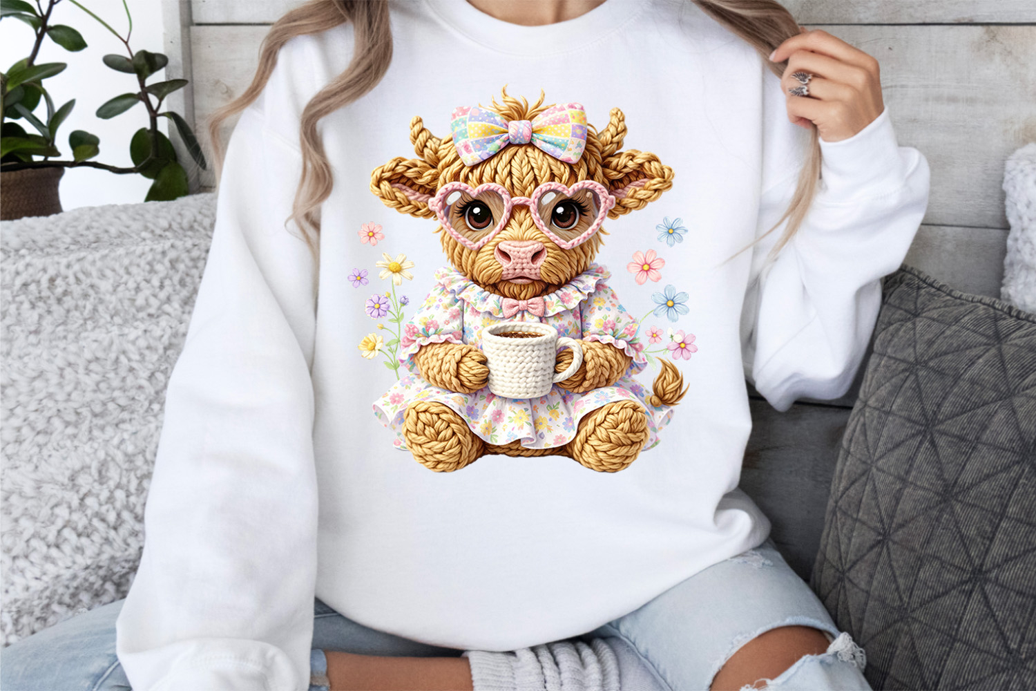 Cute Highland Cow Easter png product image 1