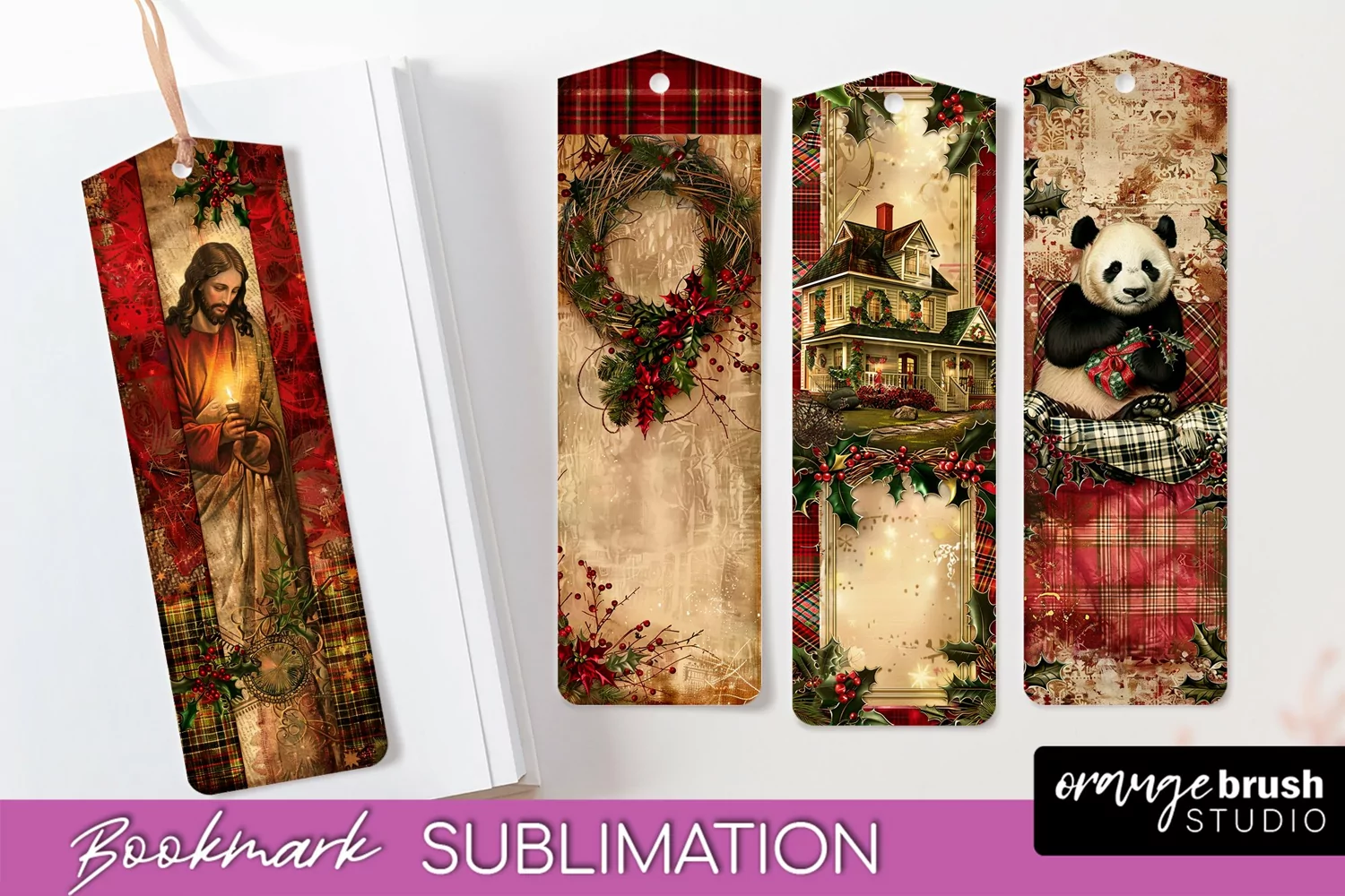Vintage Christmas Bookmark - Retro Christmas Bookmarks PNG product image 1