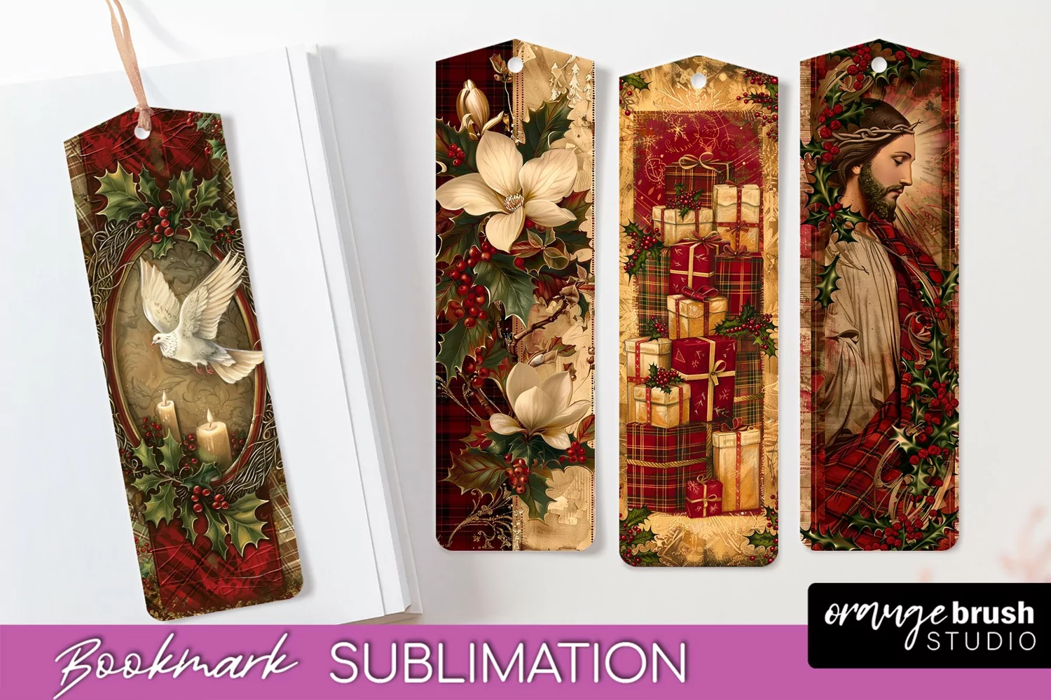 Vintage Christmas Bookmark - Retro Christmas Bookmarks PNG product image 1