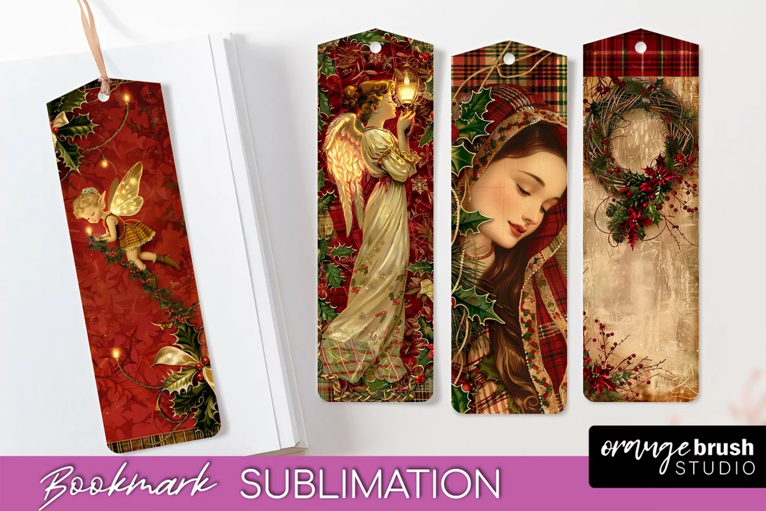 Vintage Christmas Bookmark - Retro Christmas Bookmarks PNG product image 1