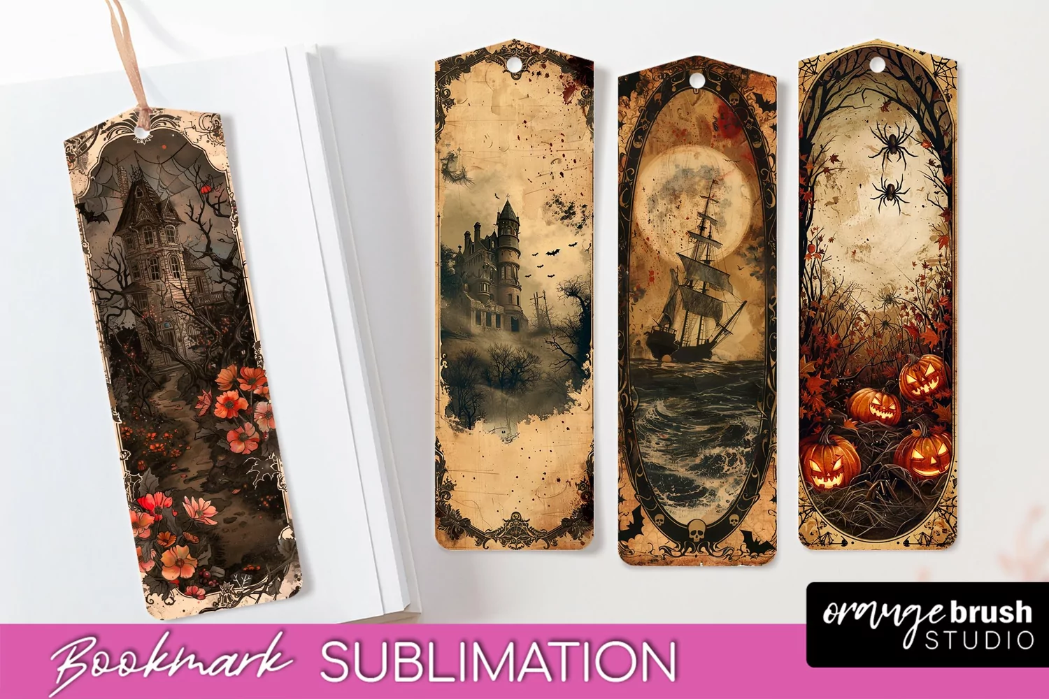 Vintage Halloween Bookmark - Printable Scrapbook Bookmarks product image 1