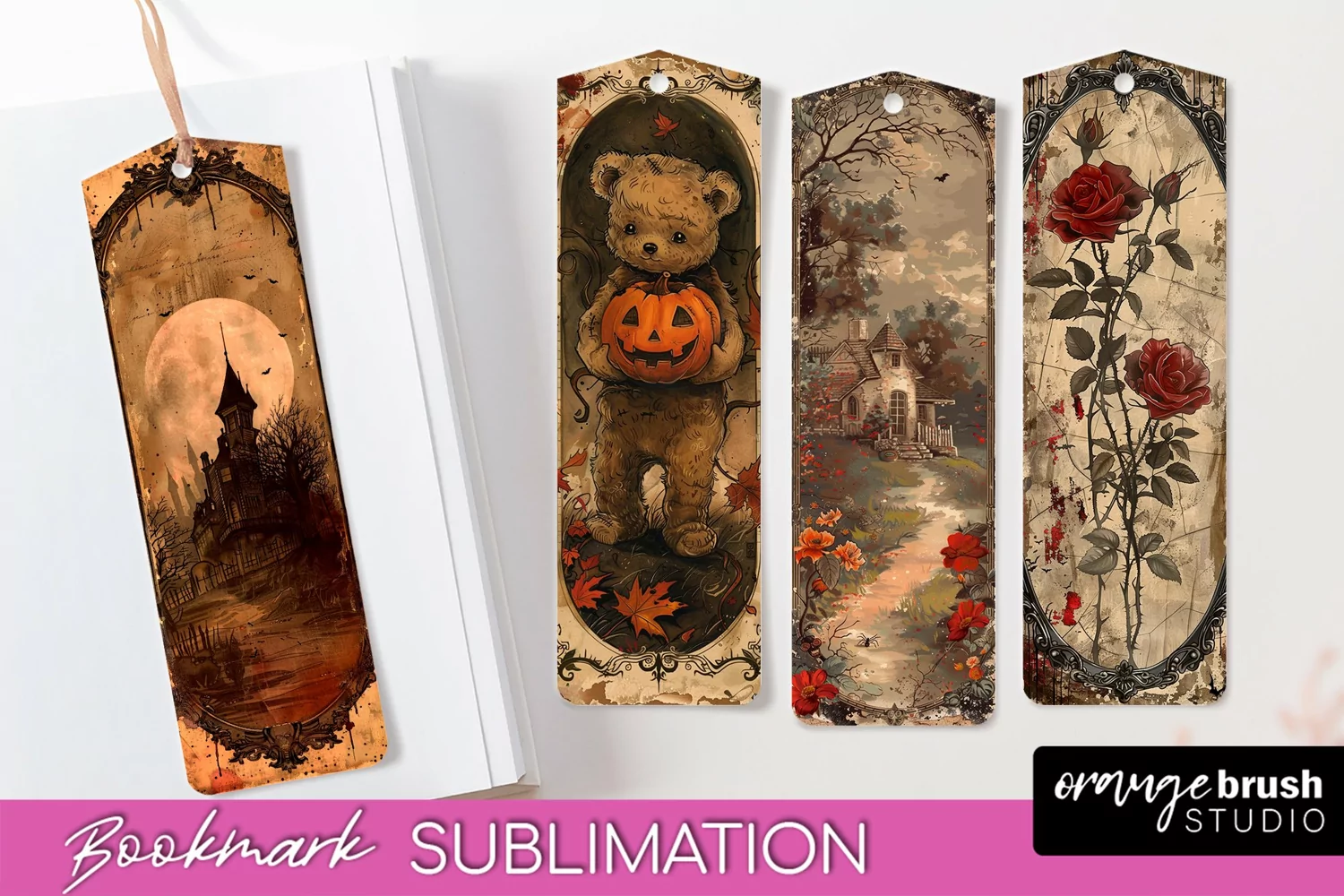 Vintage Halloween Bookmark - Printable Scrapbook Bookmarks product image 1