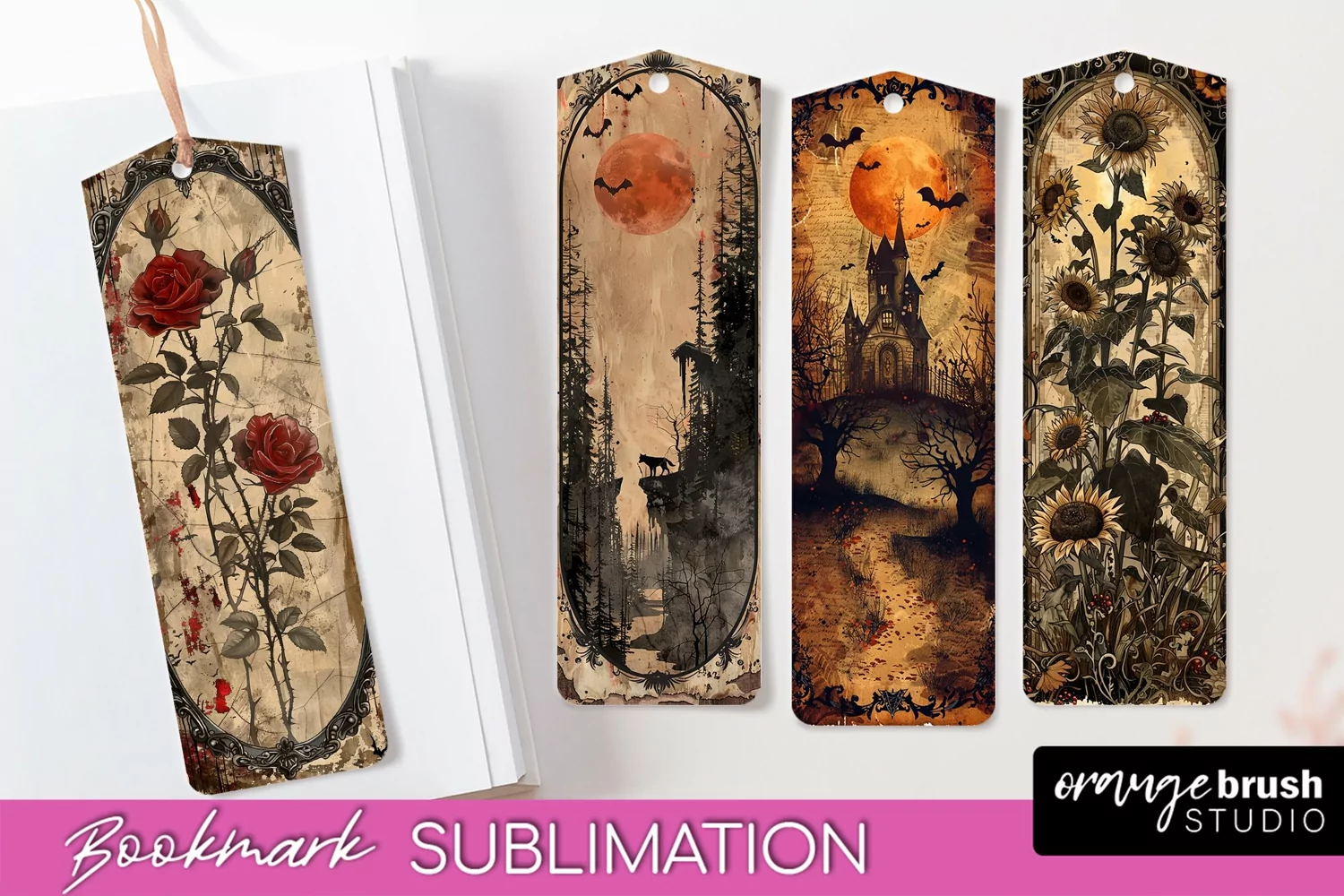 Vintage Halloween Bookmark - Printable Scrapbook Bookmarks product image 1