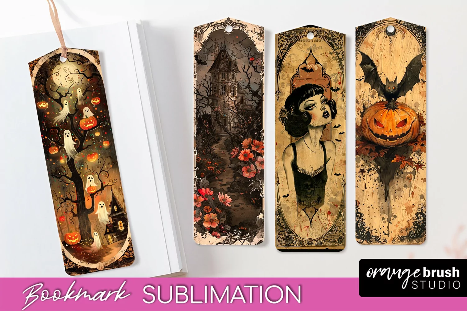 Vintage Halloween Bookmark - Printable Scrapbook Bookmarks product image 1