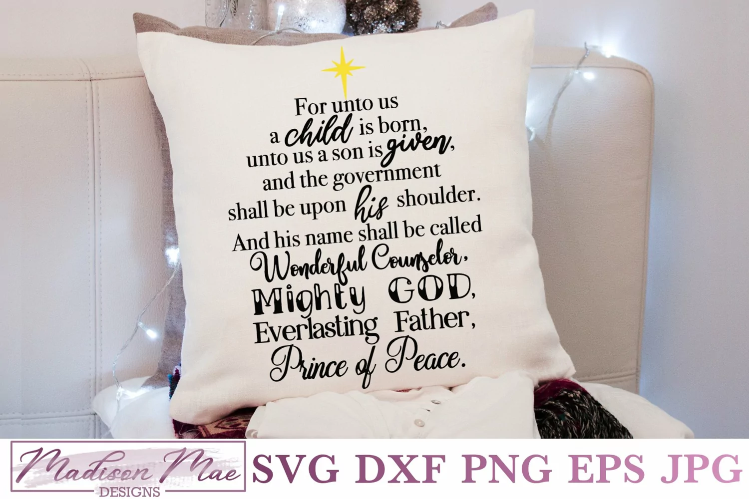 For Unto Us A Child Is Born, Christmas Bible Verse SVG product image 1