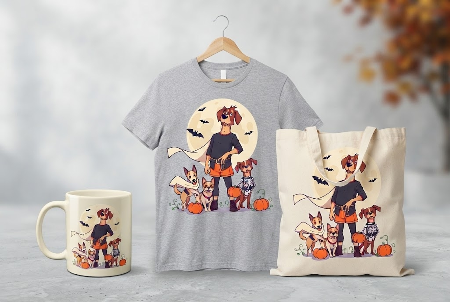 Halloween Dog Dad PNG | Spooky Dog Family Pumpkin Clipart product image 1