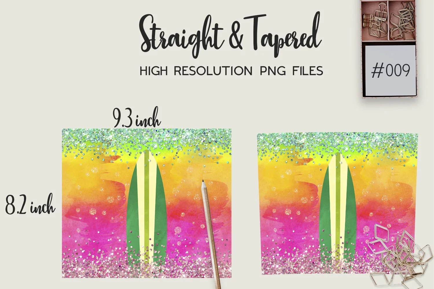 Summer skinny tumbler sublimation - Watercolor surf board product image 1