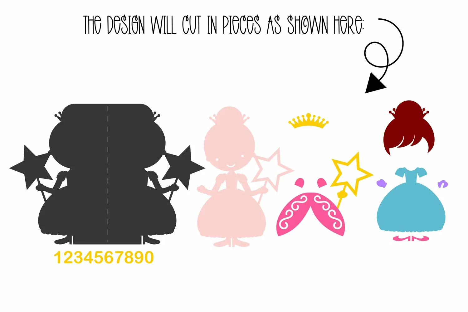 Princess Birthday card design SVG / DXF / EPS files product image 1