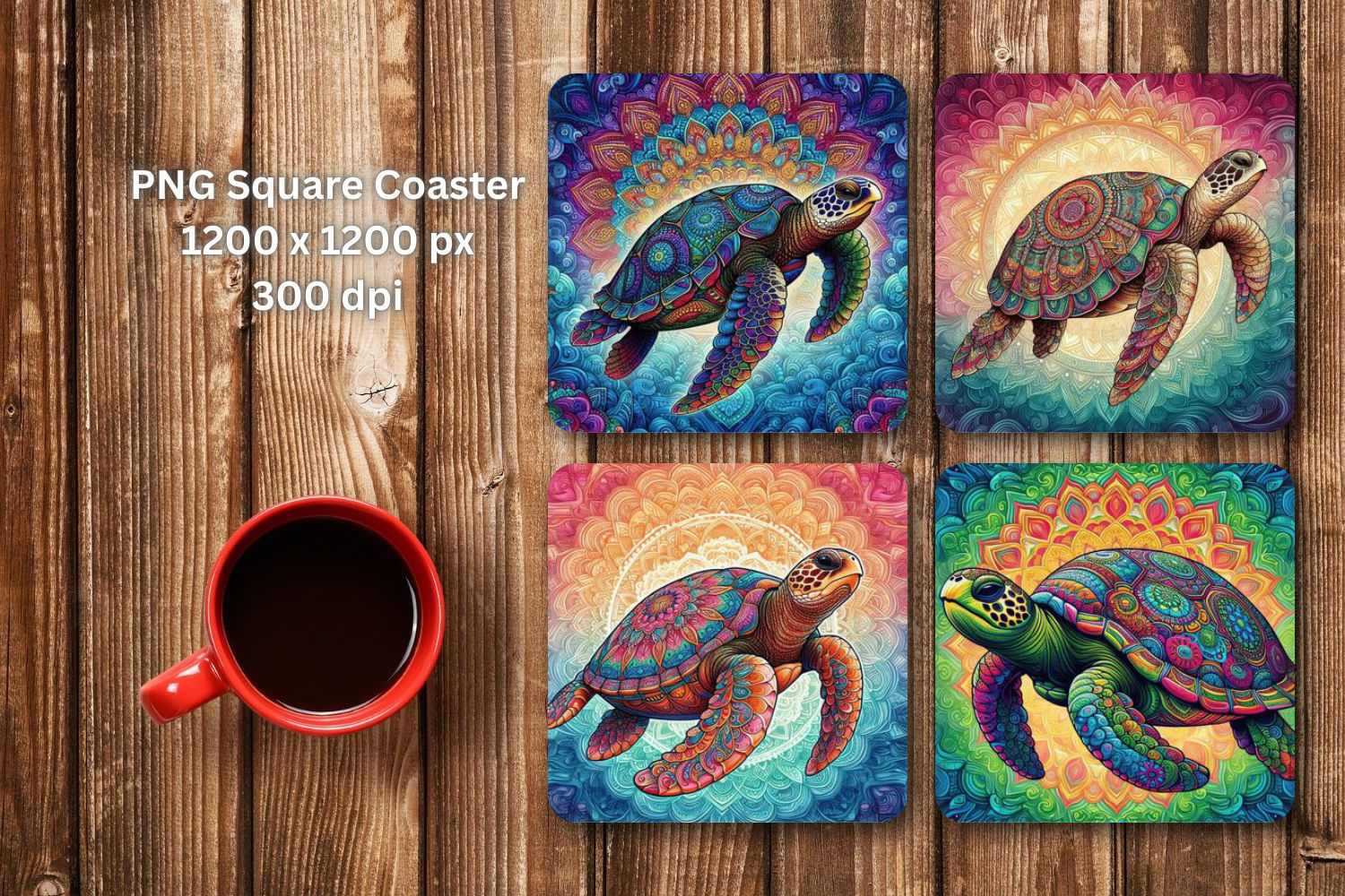 square coaster - sea turtle product image 1