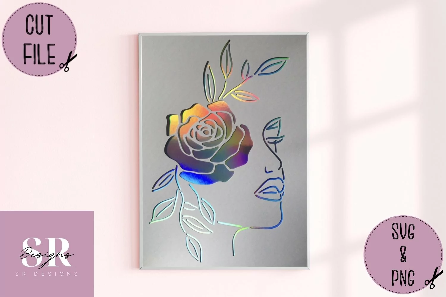 Rose woman line art| Paper & vinyl cutting | rose woman SVG product image 1