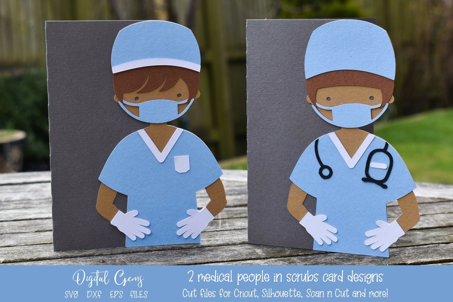Medical staff in scrubs. Doctor / Nurse Card designs (1251263) Cut