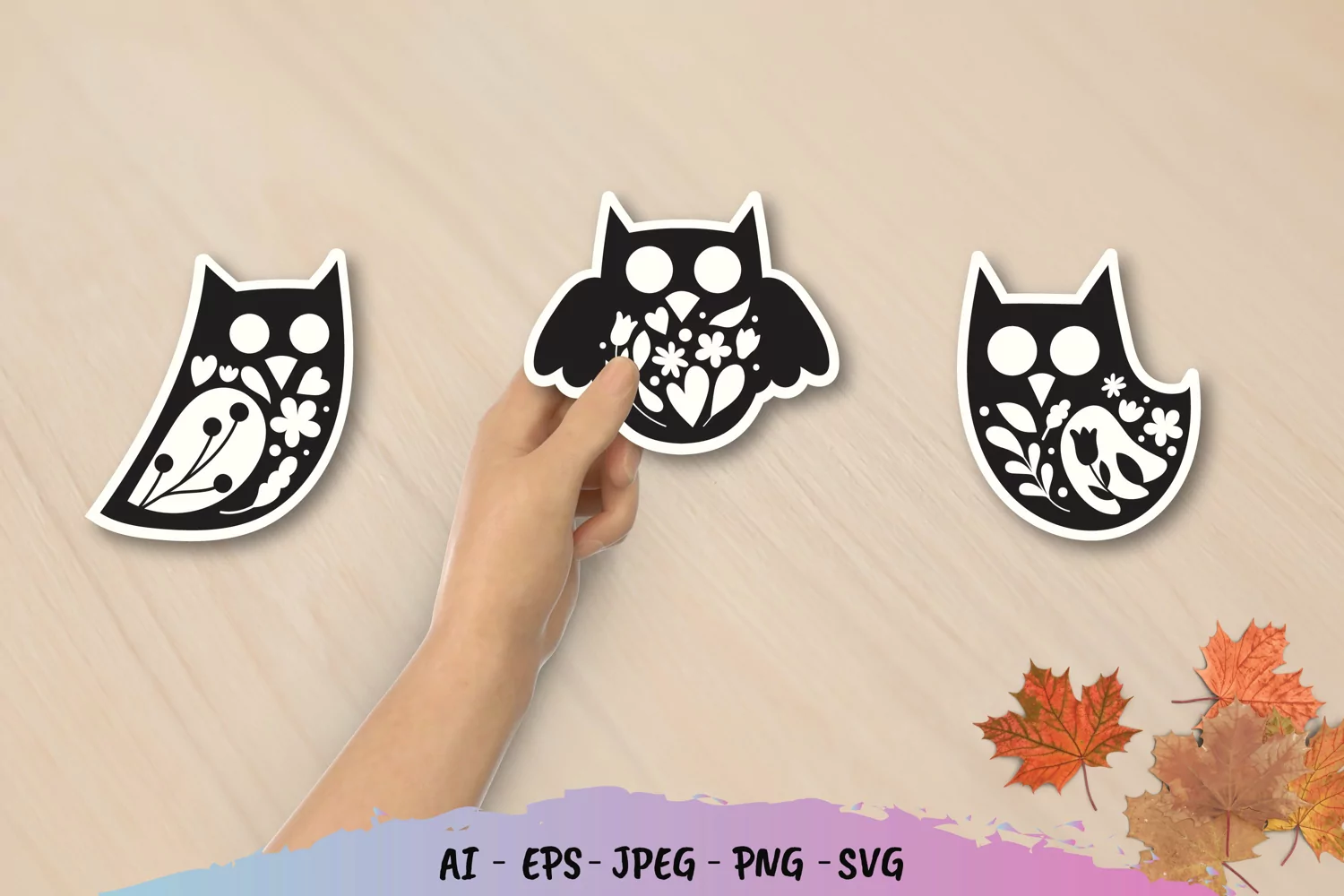 Floral Owl PNG Sticker Set product image 1