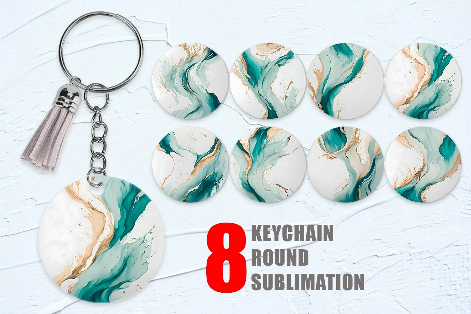 Turquoise Watercolor Art Keychain | Keyring product image 1