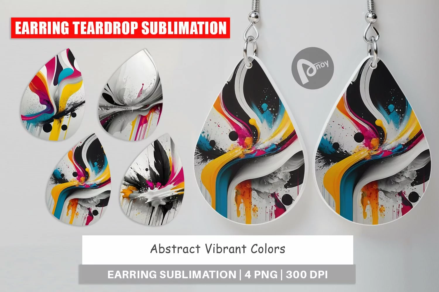 Earring Teardrop Abstract Vibrant Colors product image 1