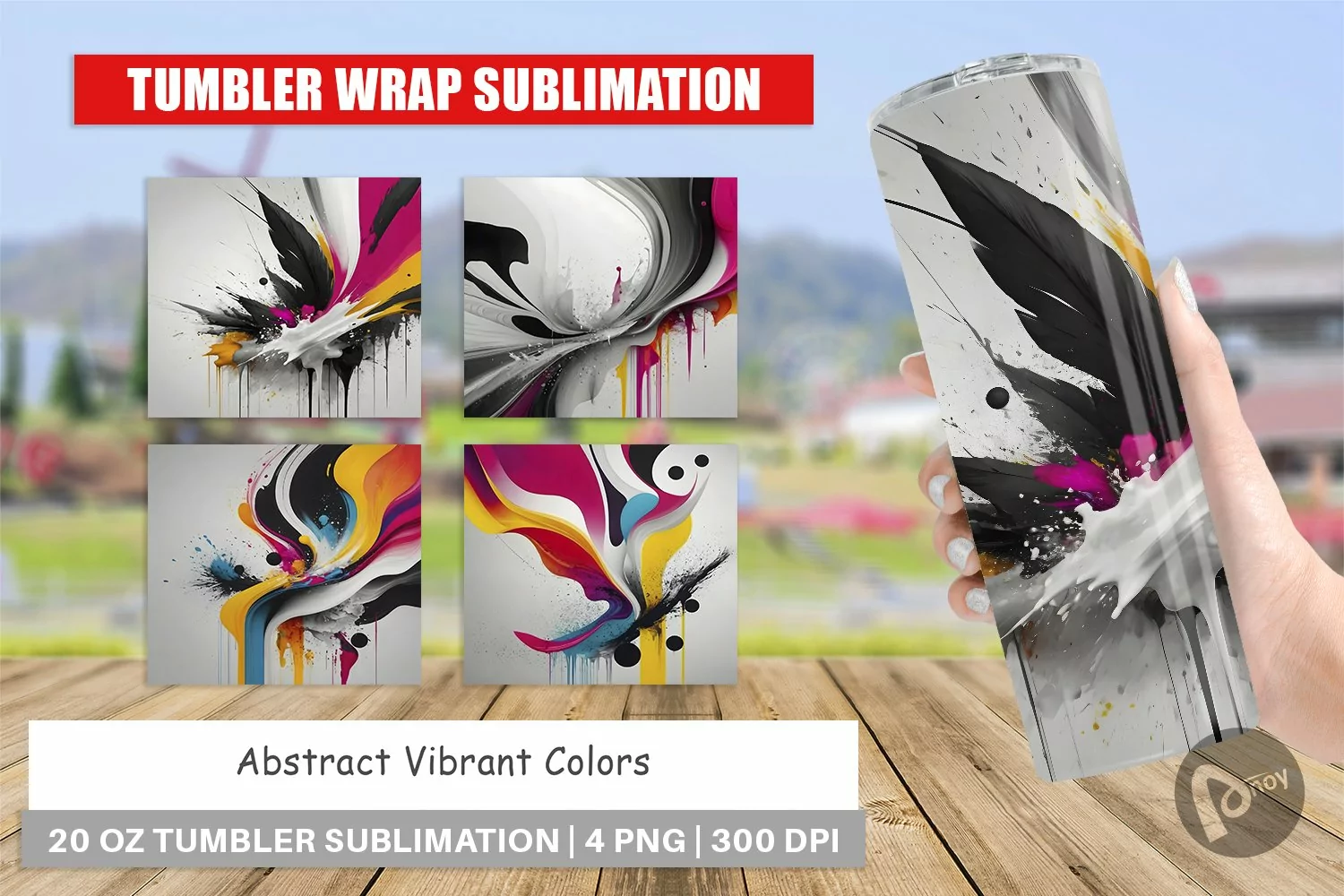 Tumbler Sublimation Abstract Vibrant Colors product image 1