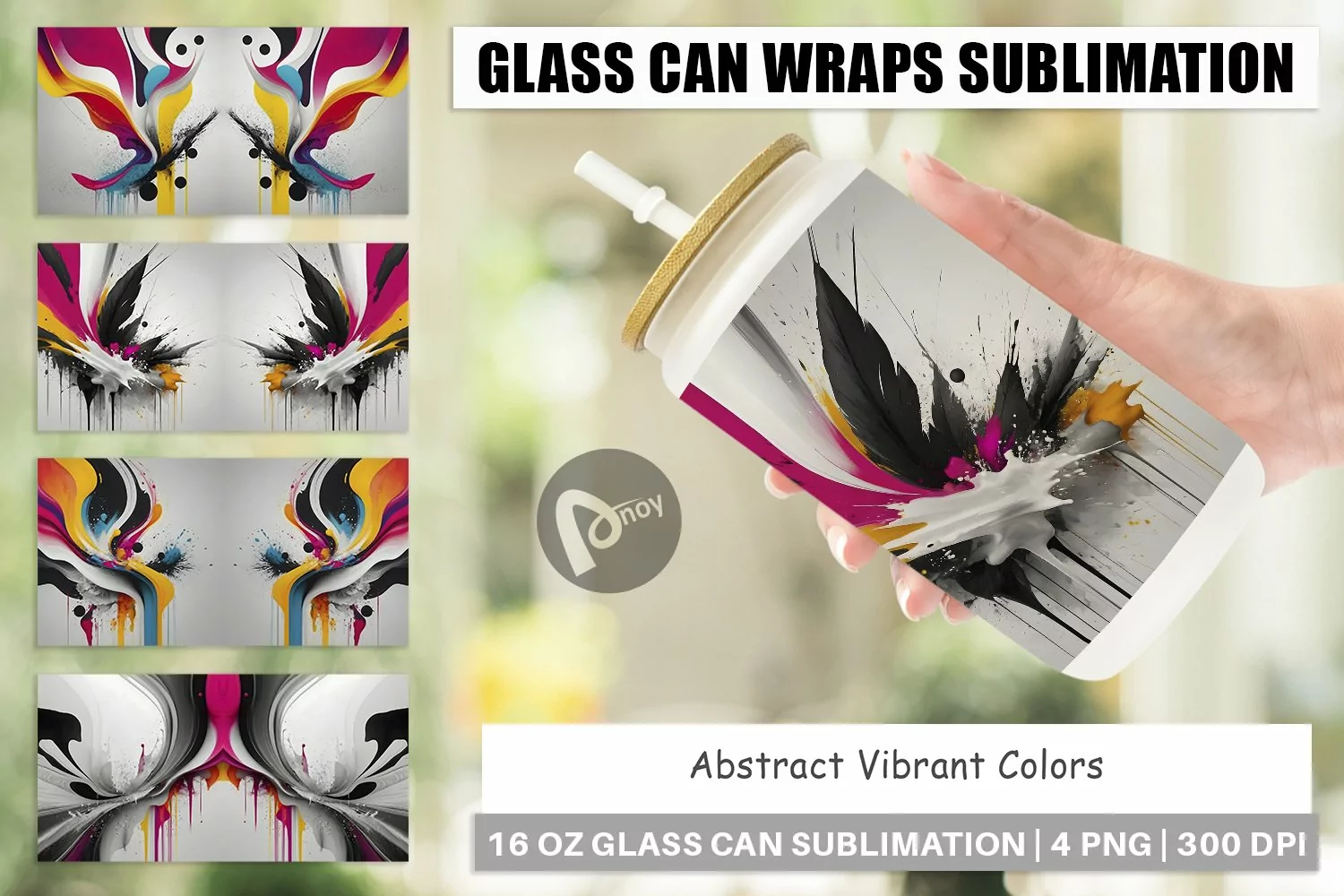 Glass Can Wraps Abstract Vibrant Colors product image 1