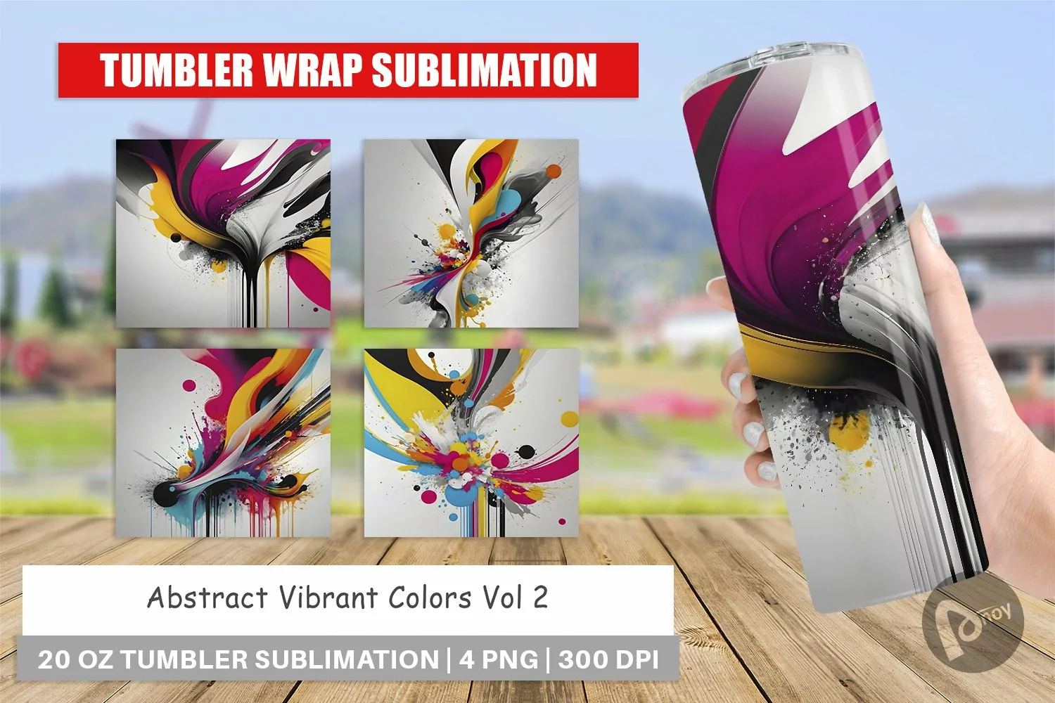 Tumbler Sublimation Abstract Vibrant Colors product image 1