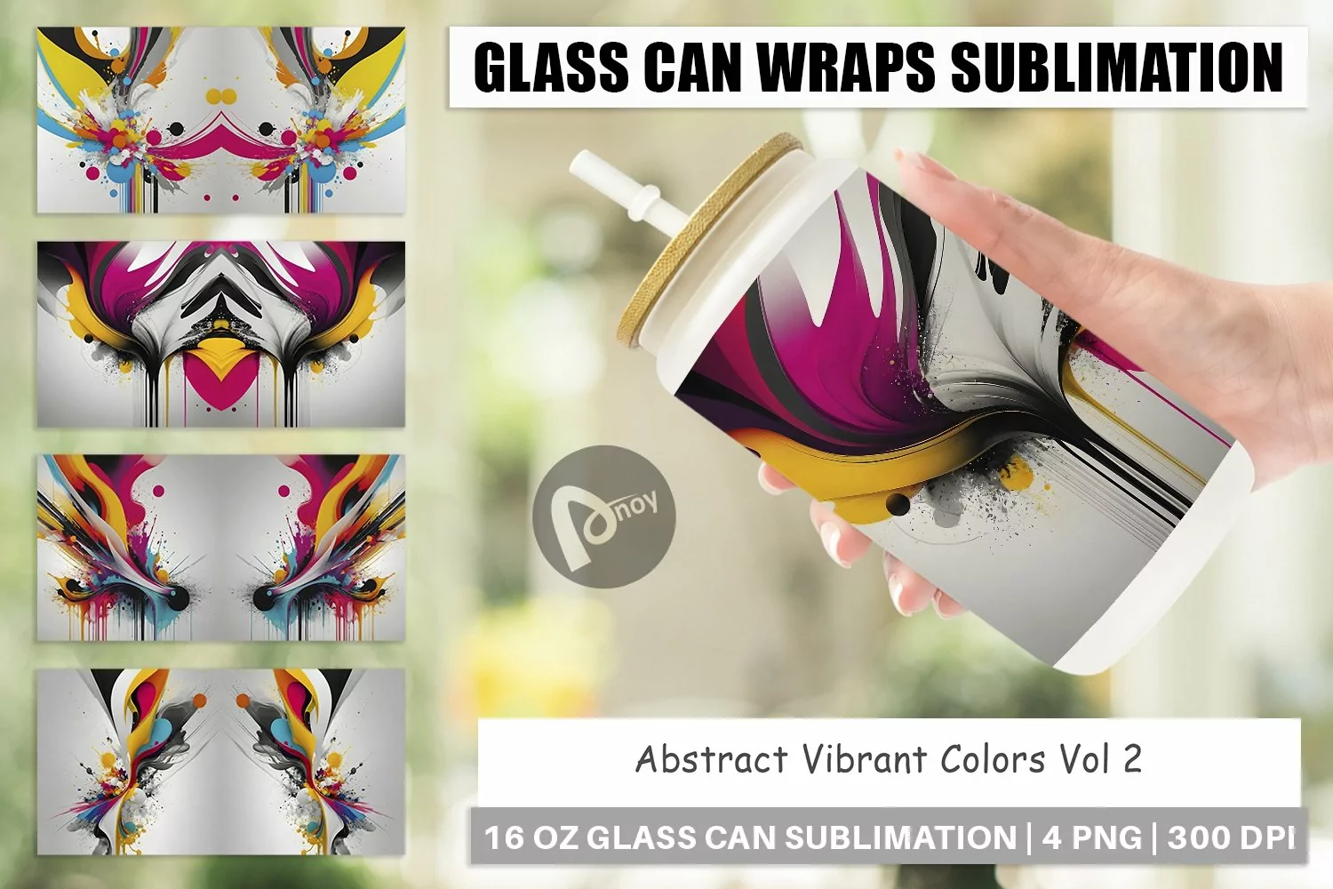Glass Can Wraps Abstract Vibrant Colors product image 1