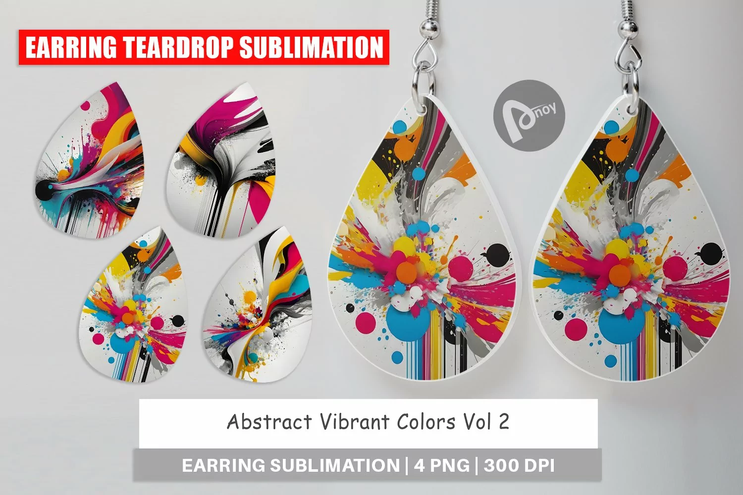 Earring Teardrop Abstract Vibrant Colors product image 1