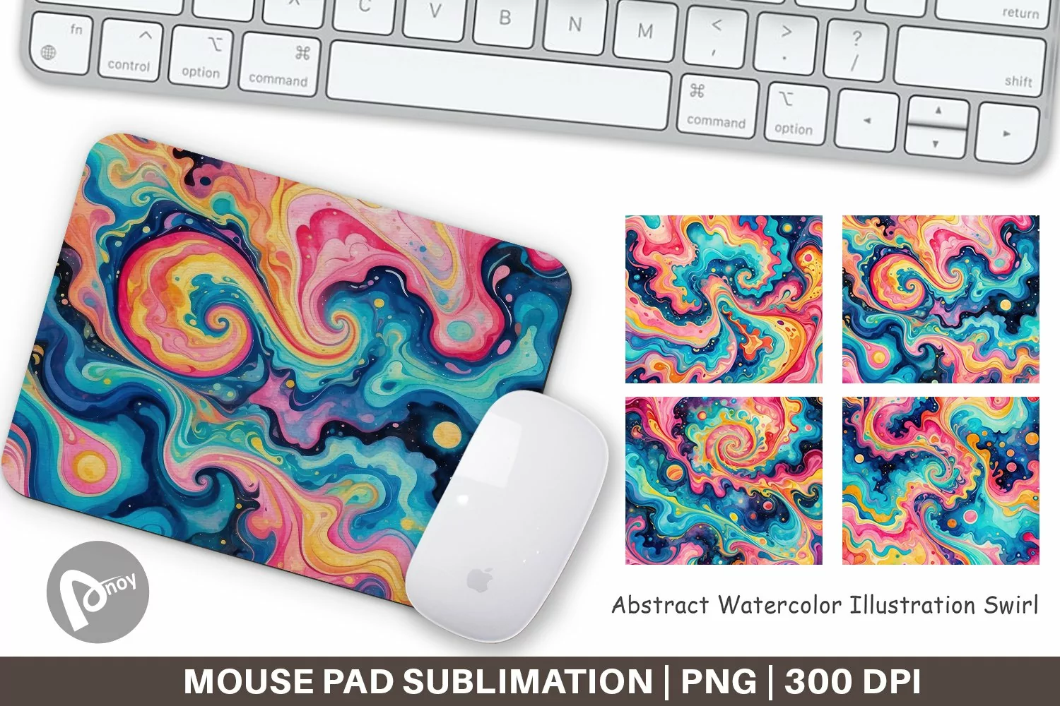 Mouse Pad Abstract Watercolor Swirl product image 1