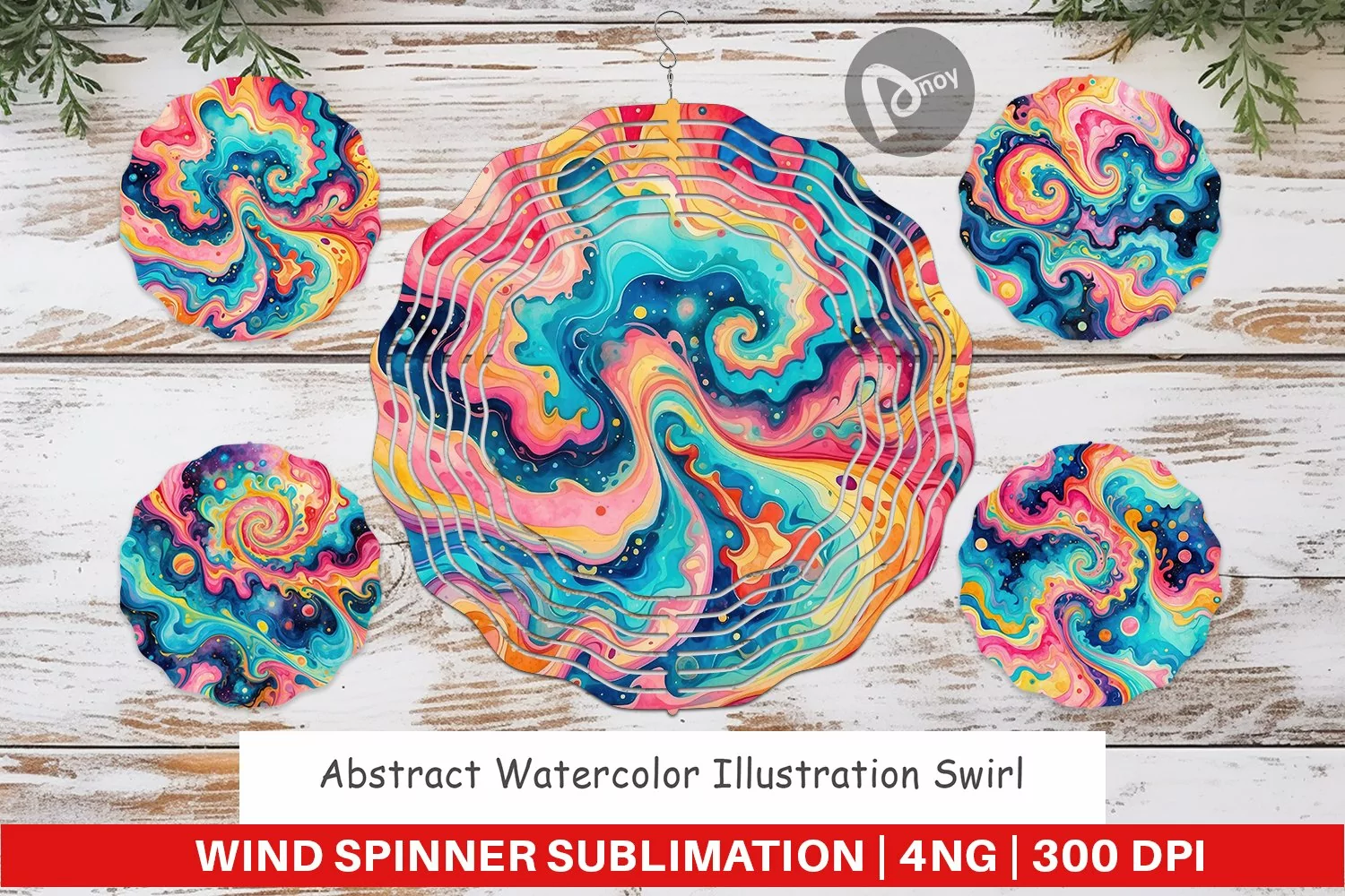 Wind Spinner Abstract Watercolor Swirl product image 1