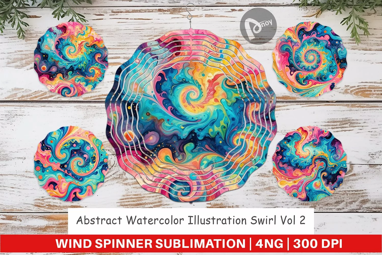 Wind Spinner Abstract Watercolor Swirl product image 1