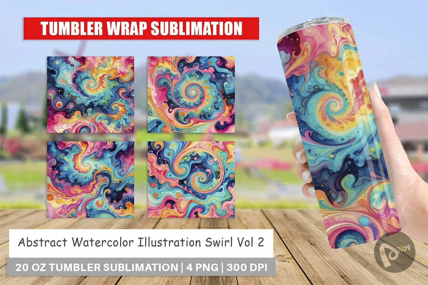 Tumbler Wrap Abstract Watercolor Swirl product image 1