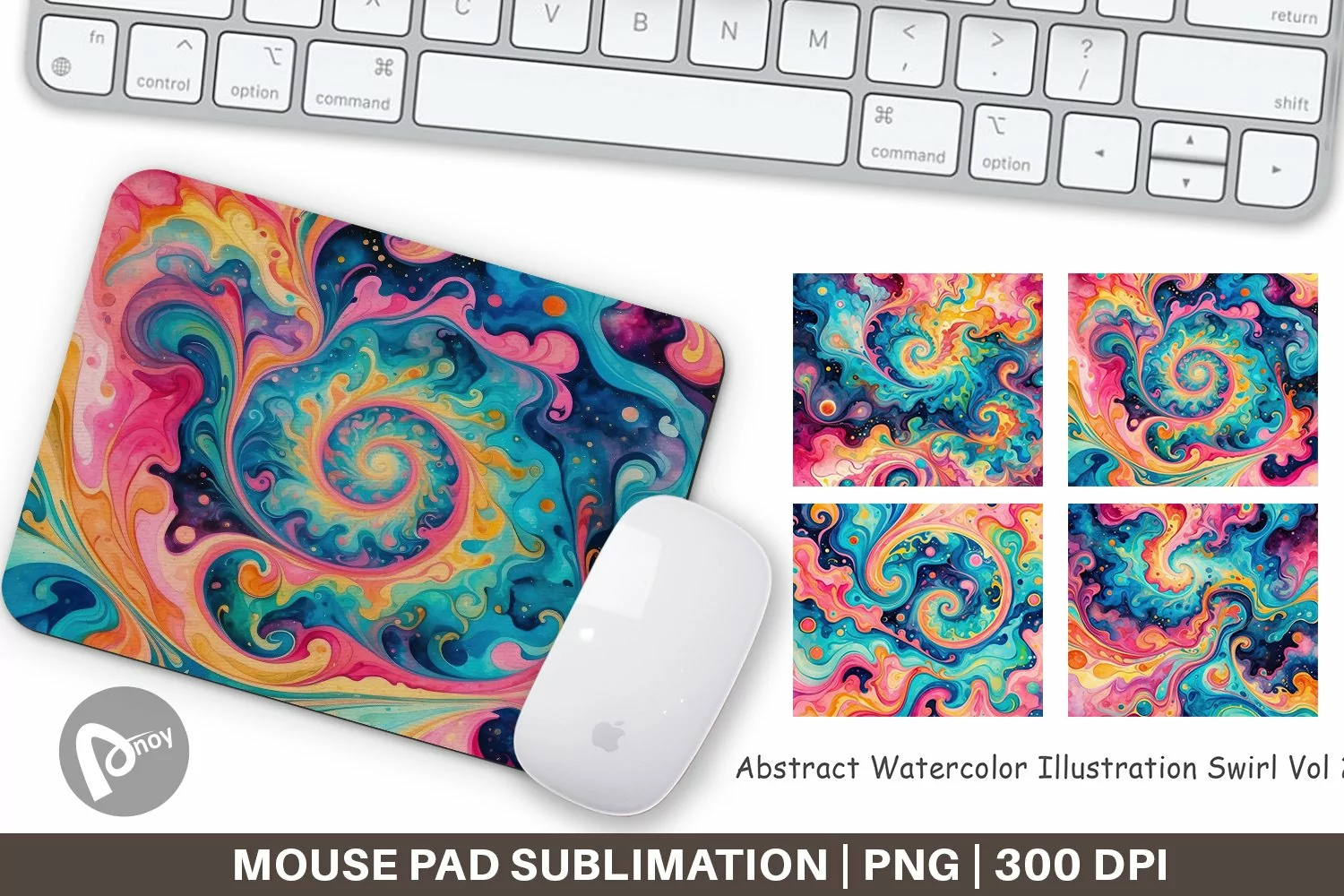 Mouse Pad Abstract Watercolor Swirl product image 1