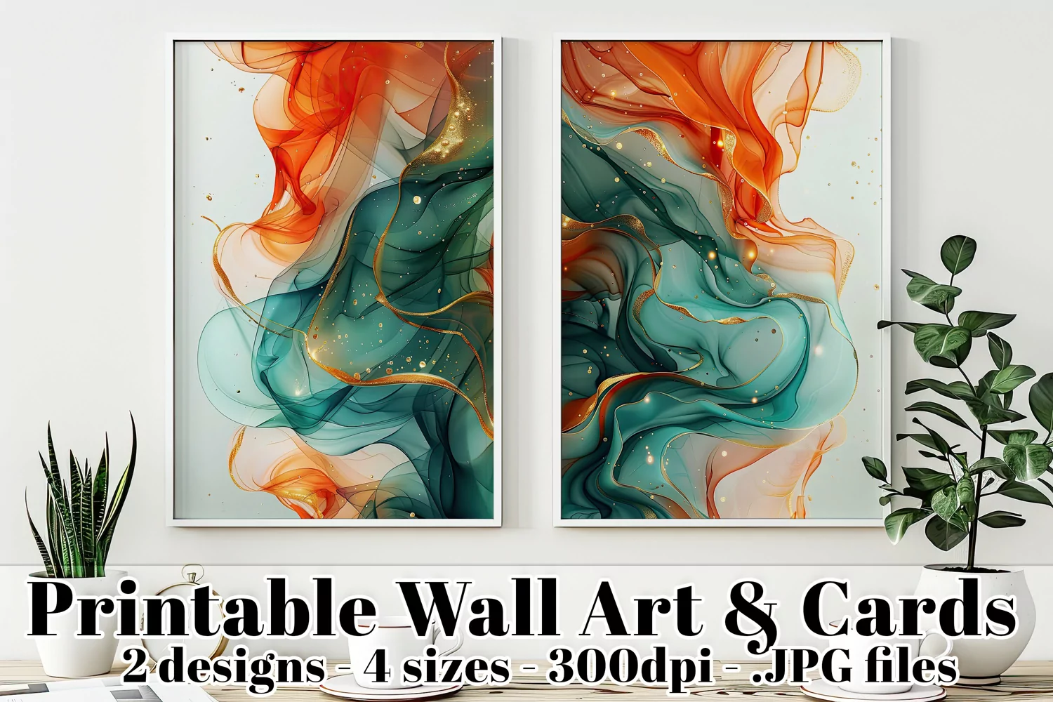 Abstract Flowing Turquoise Red Watercolors Posters Cards, s1 product image 1